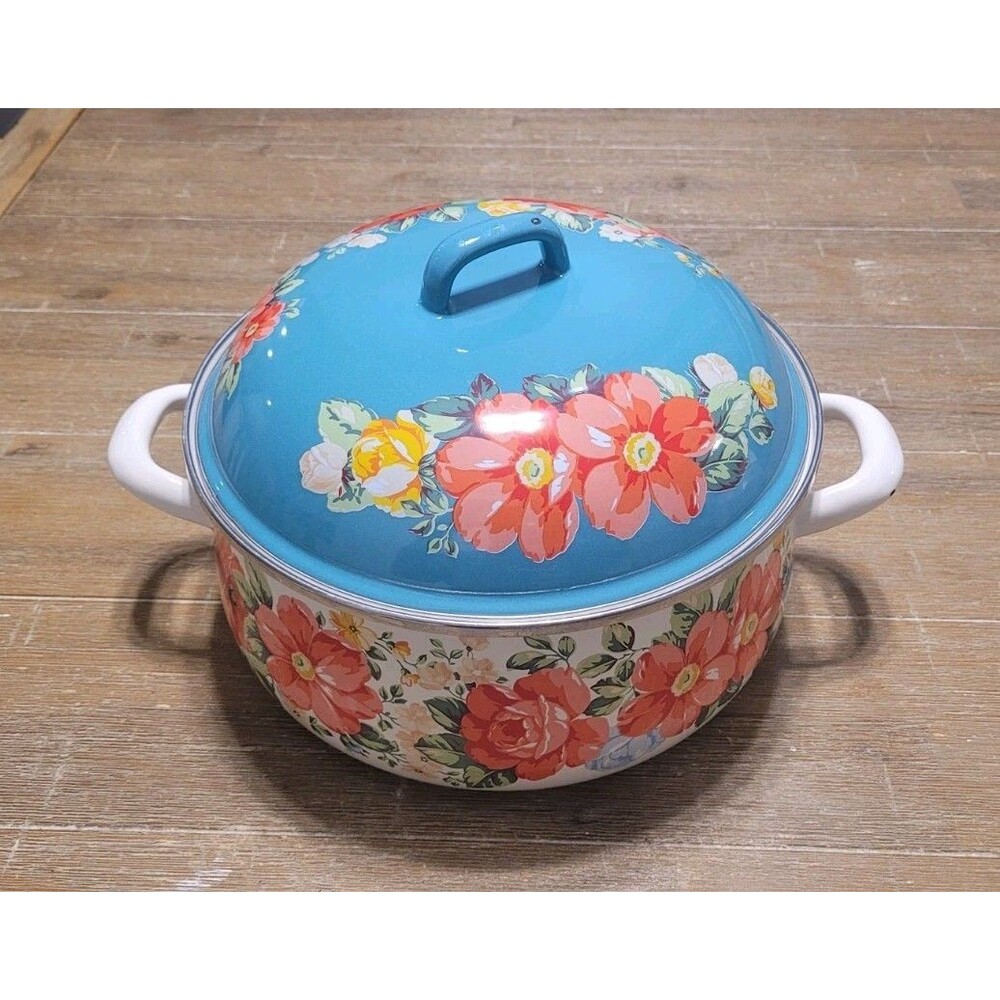 Pioneer Woman Vintage Floral 4 Quart Dutch Oven Stock Pot Discontinued